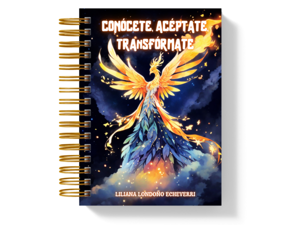 Portada del libro "Conócete, Acéptate y Transfórmate", una guía digital con herramientas y ejercicios para el autodescubrimiento y crecimiento personal.