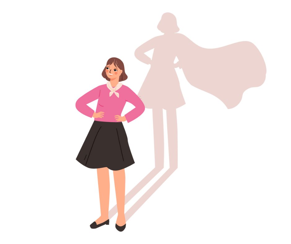 Mujer representada como superhéroe, simbolizando fuerza, resiliencia y empoderamiento en el Día Internacional de la Mujer 2025.